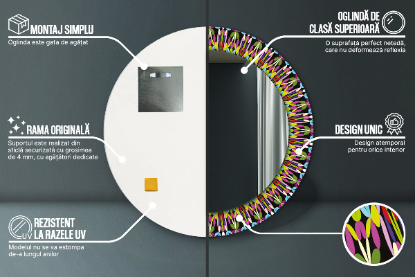 Miroir rond imprimé Modèle de mandala psychédélique