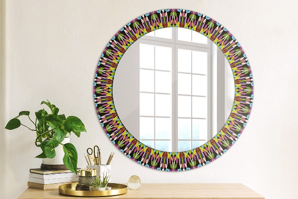 Miroir rond imprimé Modèle de mandala psychédélique