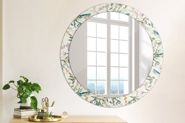 Miroir rond imprimé Fleurs aquarelles