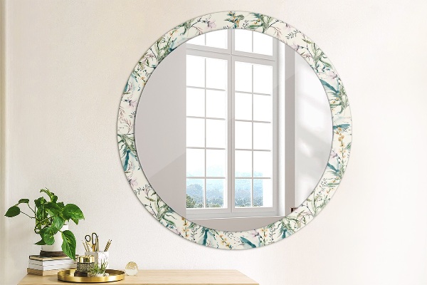 Miroir rond imprimé Fleurs aquarelles