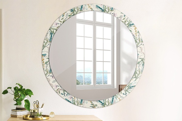 Miroir rond imprimé Fleurs aquarelles