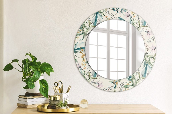 Miroir rond imprimé Fleurs aquarelles