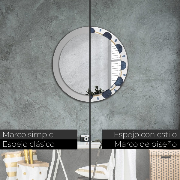Miroir rond imprimé Mandala de la lune