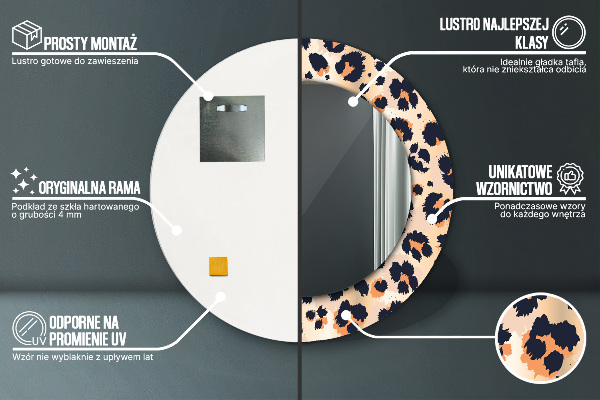 Miroir rond imprimé Motif sauvage