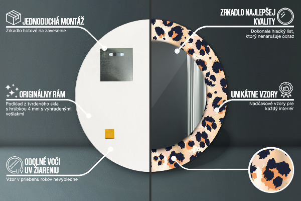 Miroir rond imprimé Motif sauvage