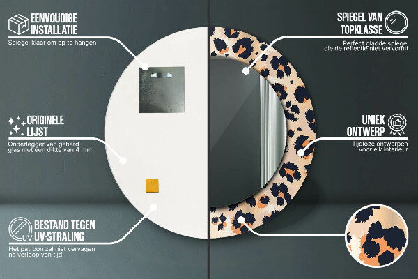 Miroir rond imprimé Motif sauvage