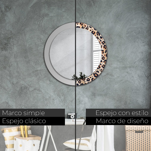 Miroir rond imprimé Motif sauvage