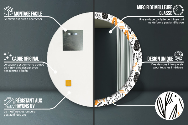 Miroir rond imprimé Modèle papai