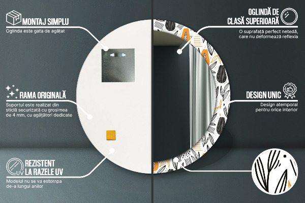 Miroir rond imprimé Modèle papai