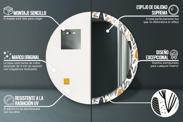 Miroir rond imprimé Modèle papai