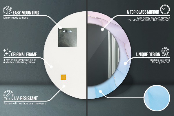 Miroir rond avec décoration Texture en marbre moderne