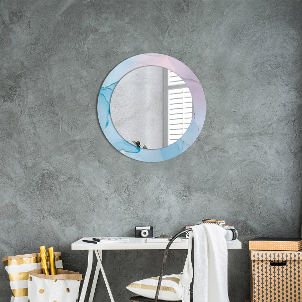 Miroir rond avec décoration Texture en marbre moderne