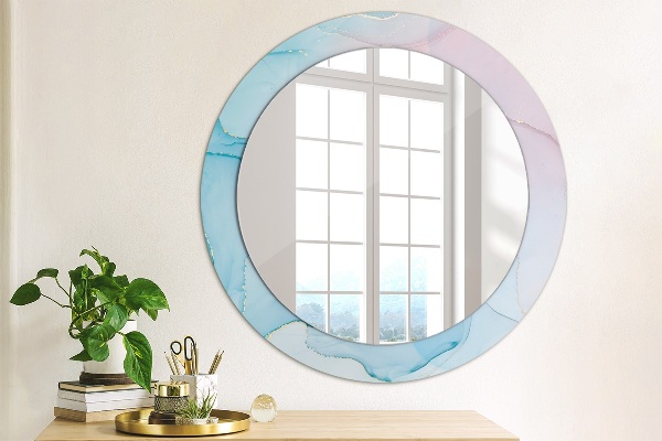 Miroir rond avec décoration Texture en marbre moderne