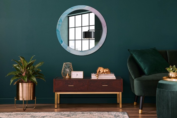 Miroir rond avec décoration Texture en marbre moderne