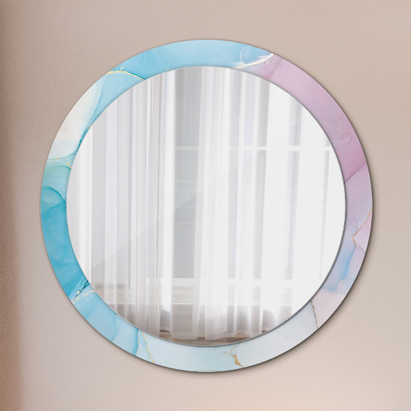 Miroir rond avec décoration Texture en marbre moderne
