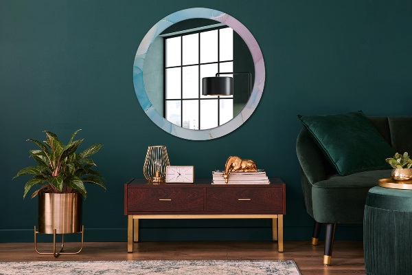 Miroir rond avec décoration Texture en marbre moderne
