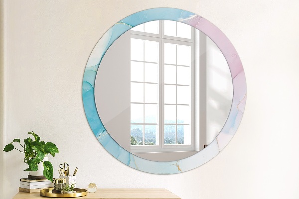 Miroir rond avec décoration Texture en marbre moderne