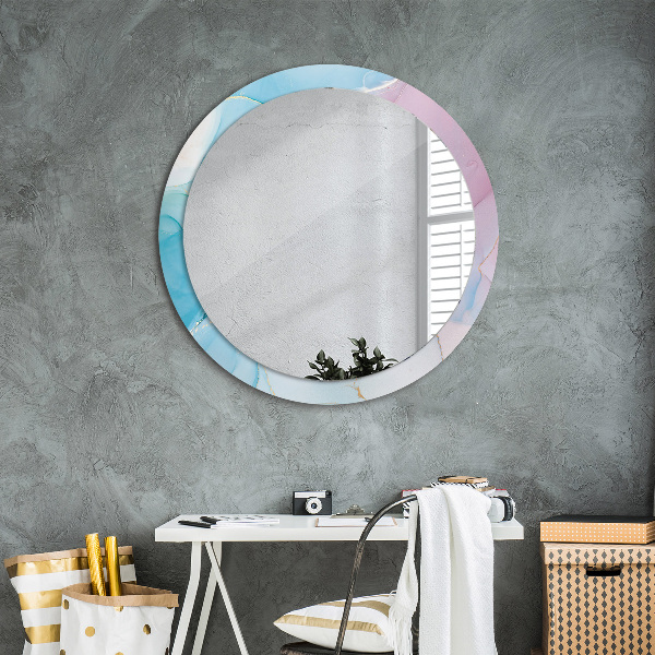 Miroir rond avec décoration Texture en marbre moderne