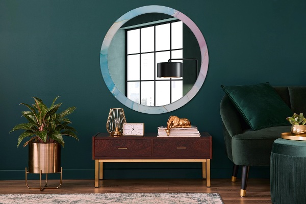 Miroir rond avec décoration Texture en marbre moderne