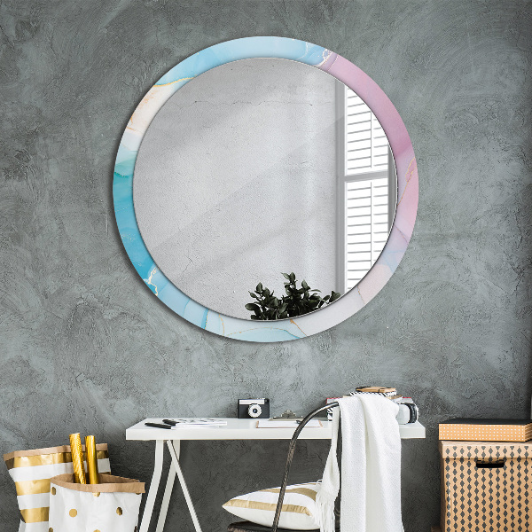 Miroir rond avec décoration Texture en marbre moderne