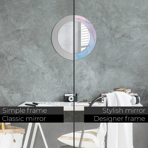 Miroir rond avec décoration Texture en marbre moderne
