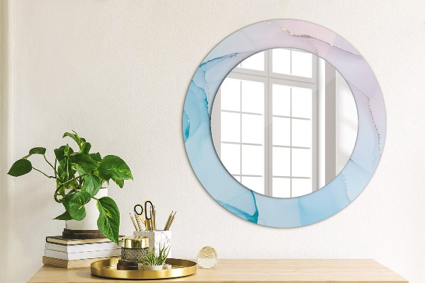 Miroir rond avec décoration Texture en marbre moderne