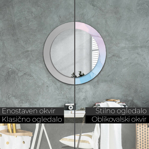 Miroir rond avec décoration Texture en marbre moderne
