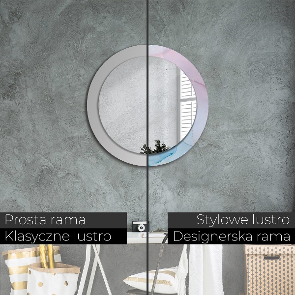 Miroir rond avec décoration Texture en marbre moderne