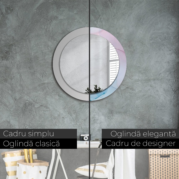 Miroir rond avec décoration Texture en marbre moderne