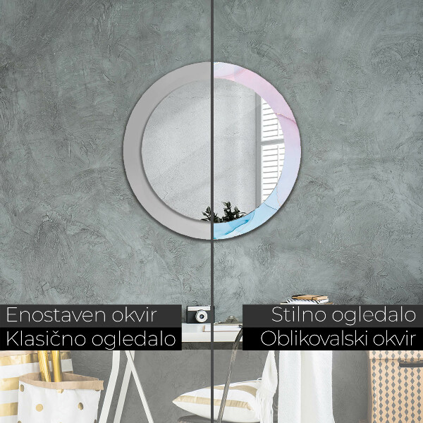Miroir rond avec décoration Texture en marbre moderne