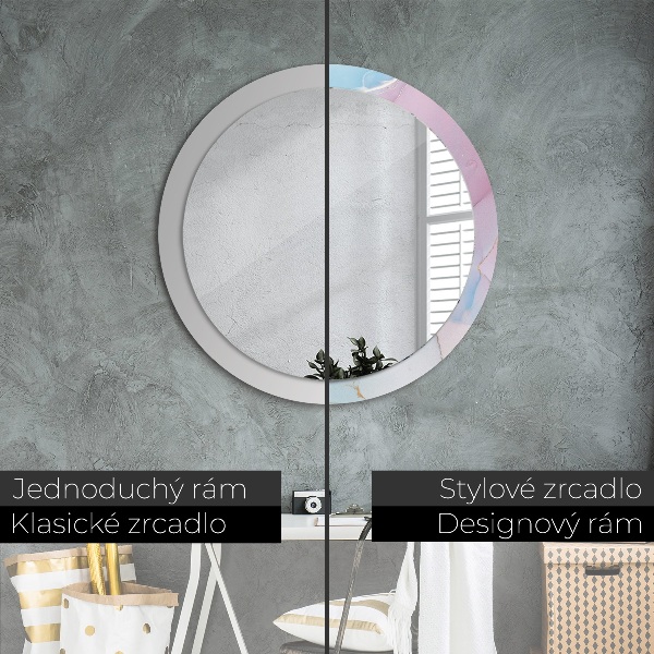 Miroir rond avec décoration Texture en marbre moderne