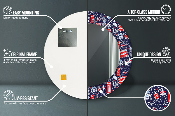 Miroir rond avec décoration Symbole de londres