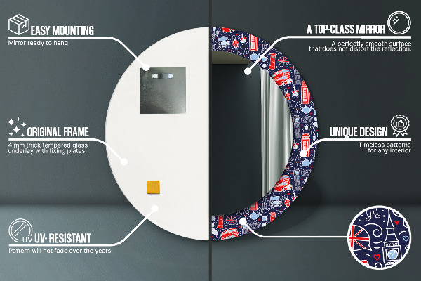 Miroir rond avec décoration Symbole de londres