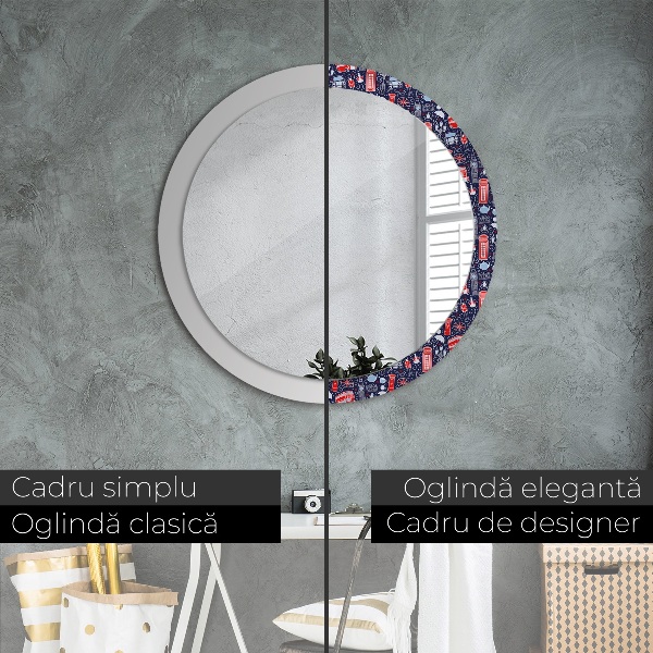 Miroir rond avec décoration Symbole de londres