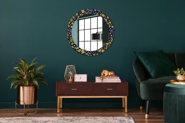 Miroir rond avec décoration Douces petites fleurs