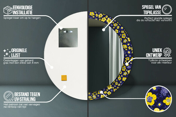Miroir rond avec décoration Douces petites fleurs