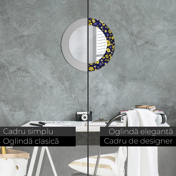 Miroir rond avec décoration Douces petites fleurs
