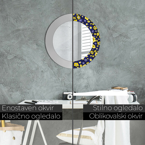 Miroir rond avec décoration Douces petites fleurs