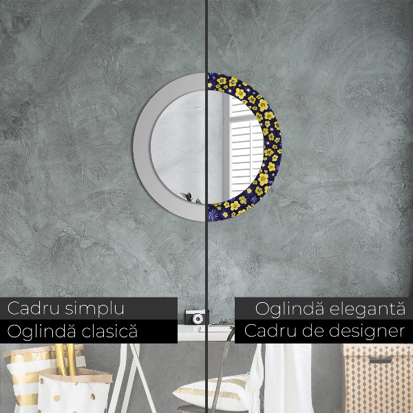 Miroir rond avec décoration Douces petites fleurs