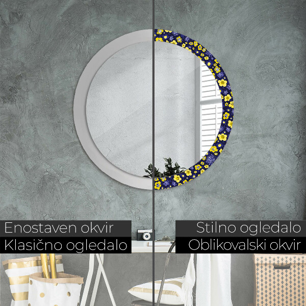 Miroir rond avec décoration Douces petites fleurs
