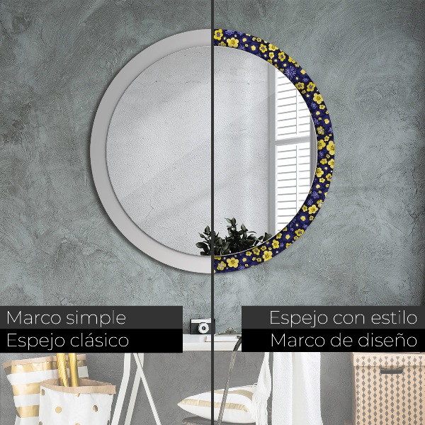 Miroir rond avec décoration Douces petites fleurs
