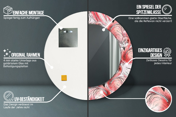 Miroir rond avec décoration Motif flamboyant