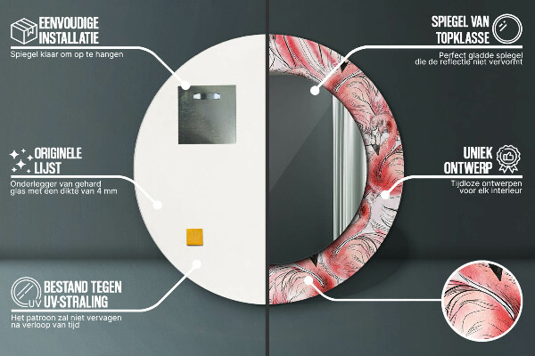 Miroir rond avec décoration Motif flamboyant