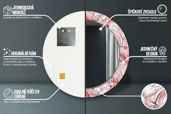 Miroir rond avec décoration Motif flamboyant