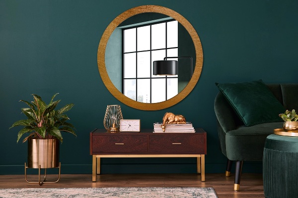 Miroir rond avec décoration Surface métallique