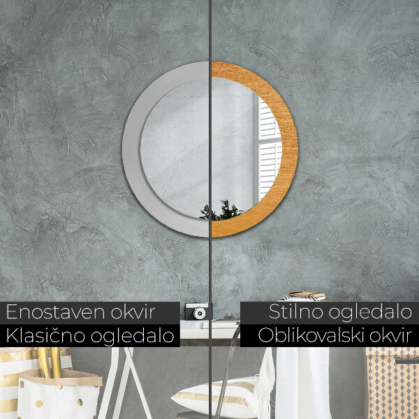 Miroir rond avec décoration Surface métallique