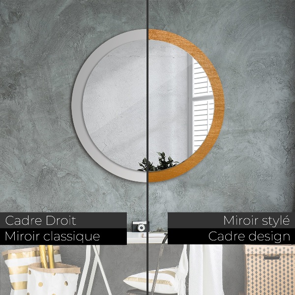 Miroir rond avec décoration Surface métallique