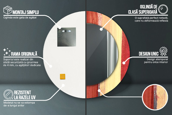 Miroir rond avec décoration Image abstraite