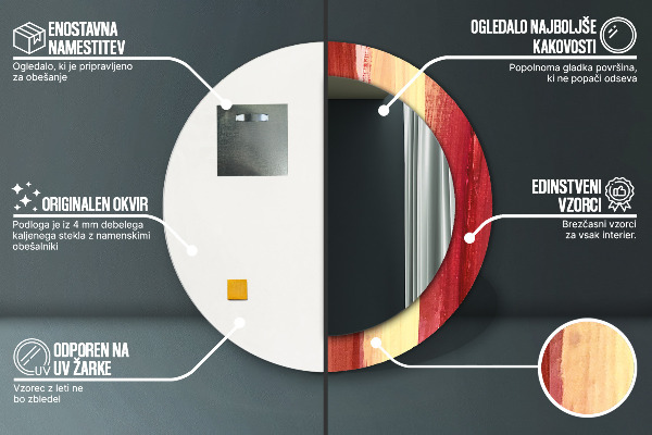 Miroir rond avec décoration Image abstraite