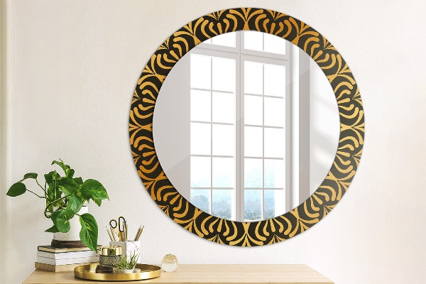 Miroir rond avec décoration Mandala doré